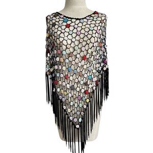 Urban Outfitters Y2K Vintage Crochet Beaded Fringe Poncho